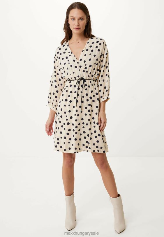 XV8H61 nők Mexx wrap dress print világos homok bézs