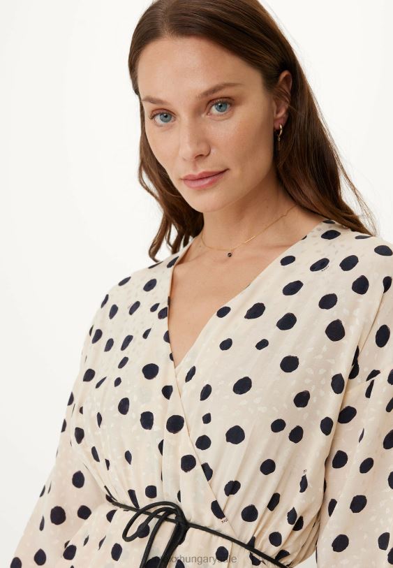 XV8H61 nők Mexx wrap dress print világos homok bézs