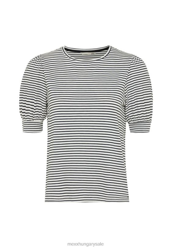 XV8H610 nők Mexx csíkos puff ujjú póló sötétkék kék