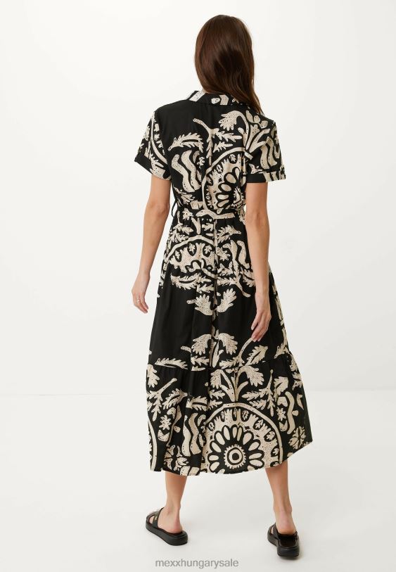 XV8H611 nők Mexx kiszélesedő ruhamintás fekete schwarz