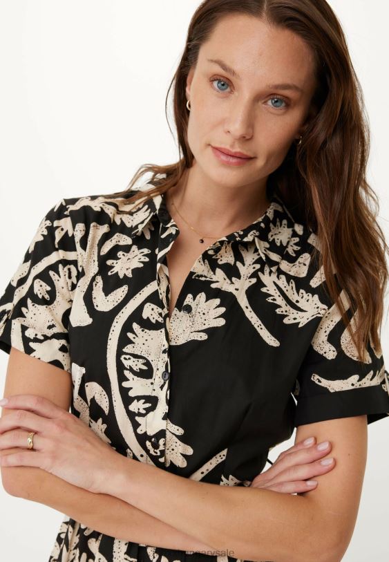 XV8H611 nők Mexx kiszélesedő ruhamintás fekete schwarz