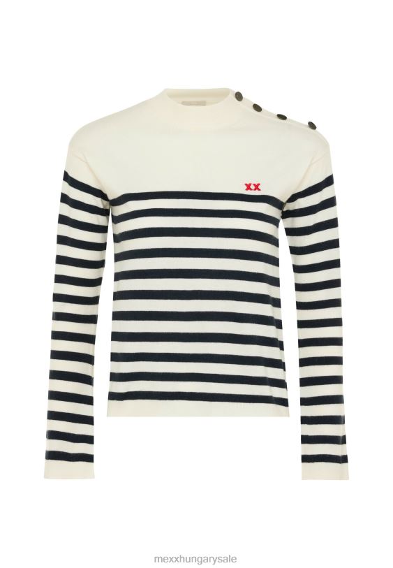 XV8H6112 nők Mexx kötött csíkos pulóverujj törtfehér színű bézs