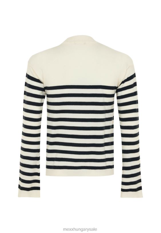 XV8H6112 nők Mexx kötött csíkos pulóverujj törtfehér színű bézs