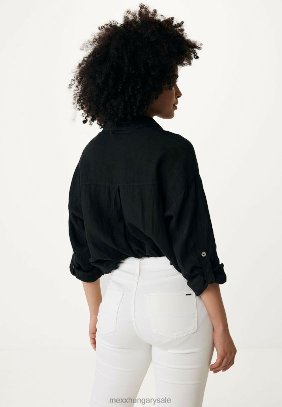 XV8H6117 nők Mexx gomb át fekete blúz schwarz