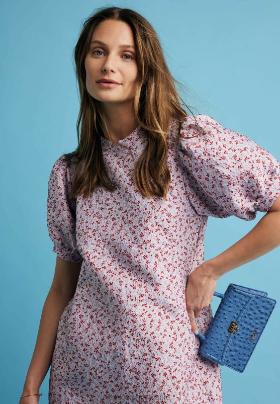 XV8H612 nők Mexx jacquard puff ujjú ruha rózsaszín sokszínű