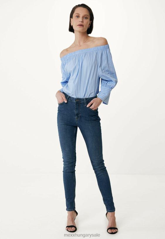 XV8H6123 nők Mexx magas derekú szűk lábú farmer sötét kék