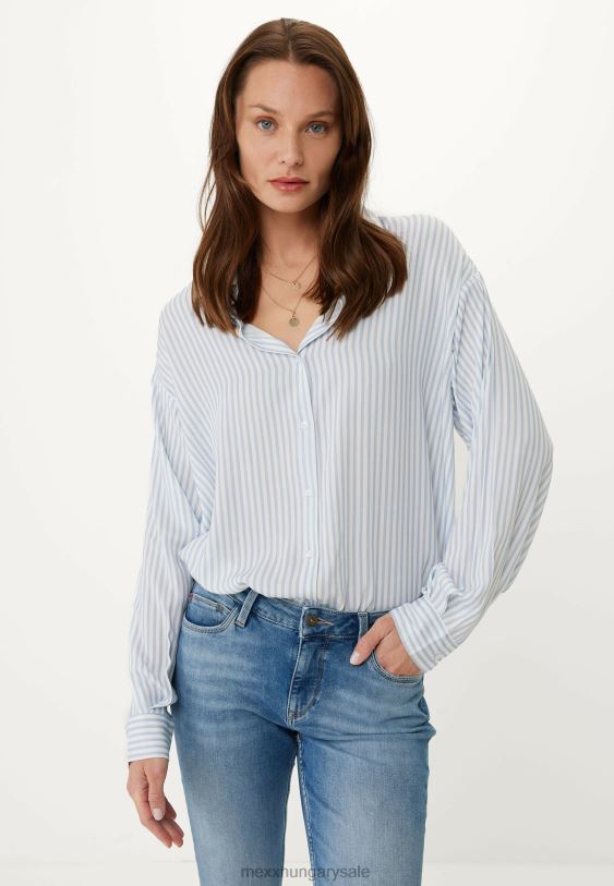 XV8H6128 nők Mexx hosszú ujjú csíkos blúz fehér
