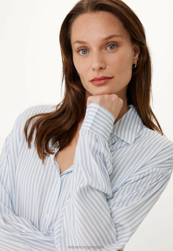XV8H6128 nők Mexx hosszú ujjú csíkos blúz fehér