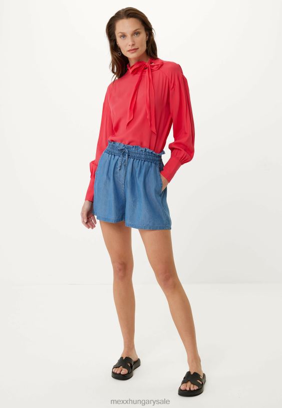 XV8H6129 nők Mexx hosszú ujjú csokornyakkendős blúz piros