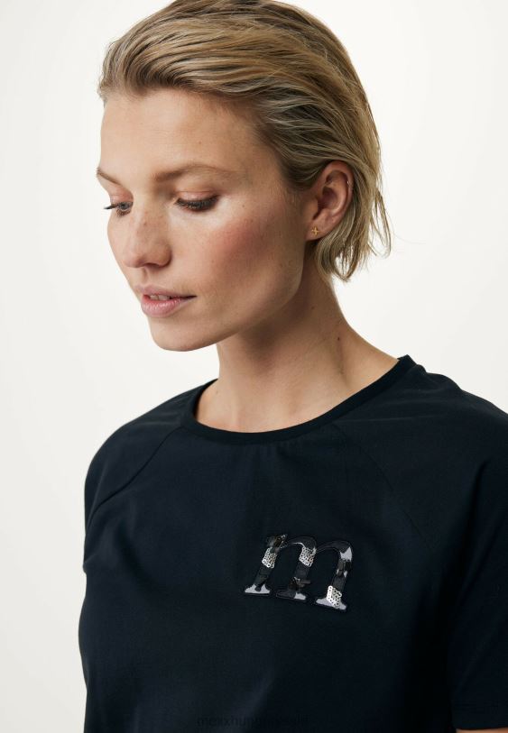 XV8H6136 nők Mexx rövid ujjú fekete póló schwarz