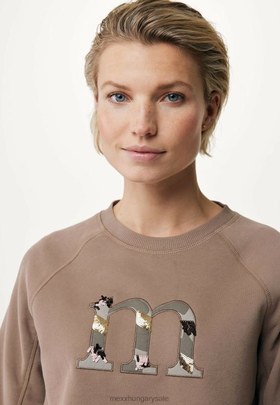 XV8H6138 nők Mexx raglán pulóver hosszú ujjú barna