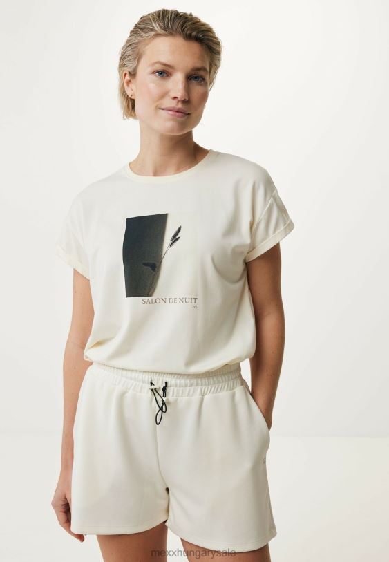 XV8H6142 nők Mexx póló felhúzható ujjú törtfehér bézs