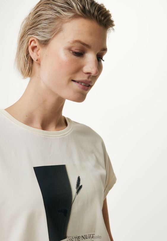 XV8H6142 nők Mexx póló felhúzható ujjú törtfehér bézs