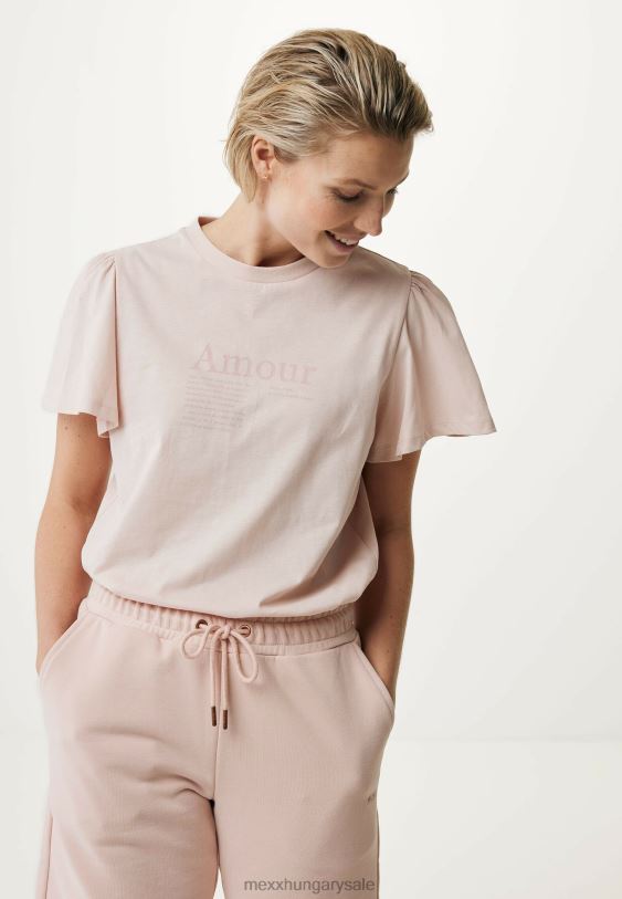 XV8H6147 nők Mexx póló lebegő ujjú régi rózsaszín