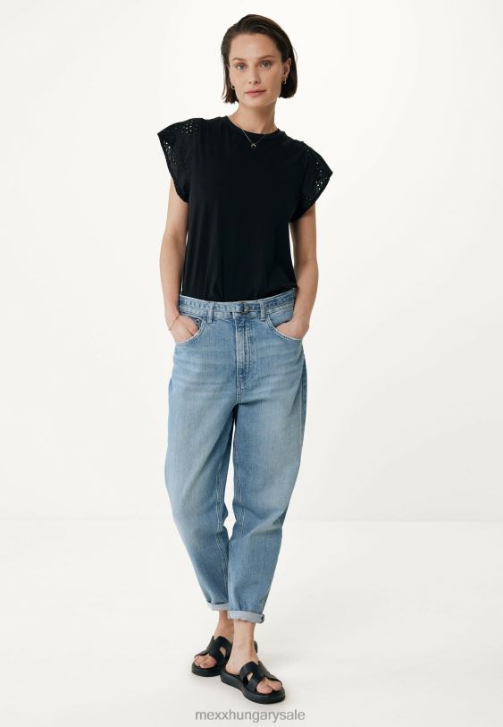 XV8H615 nők Mexx felső broider ujjú fekete bézs