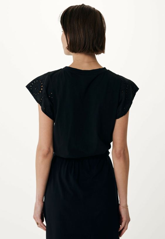 XV8H615 nők Mexx felső broider ujjú fekete bézs