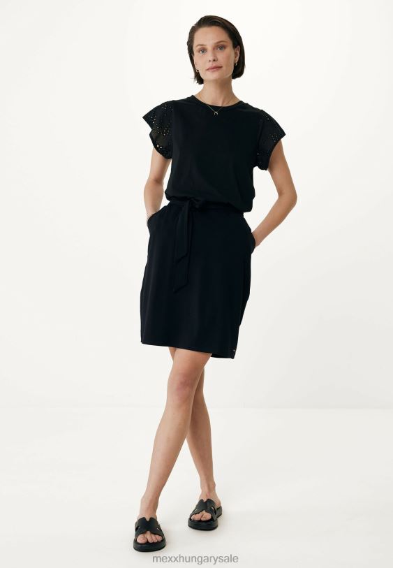 XV8H615 nők Mexx felső broider ujjú fekete bézs
