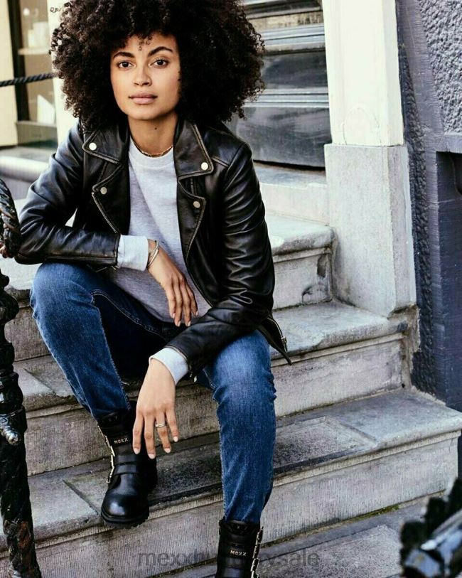 XV8H6171 nők Mexx milou bőrkabát fekete schwarz