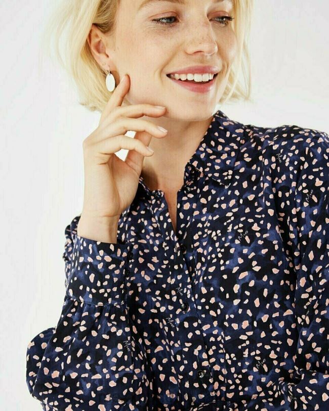 XV8H6175 nők Mexx nyomott blúz sötétkék kék