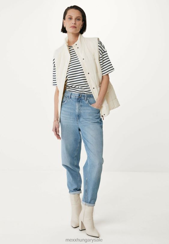 XV8H619 nők Mexx csíkos rövid ujjú póló bézs