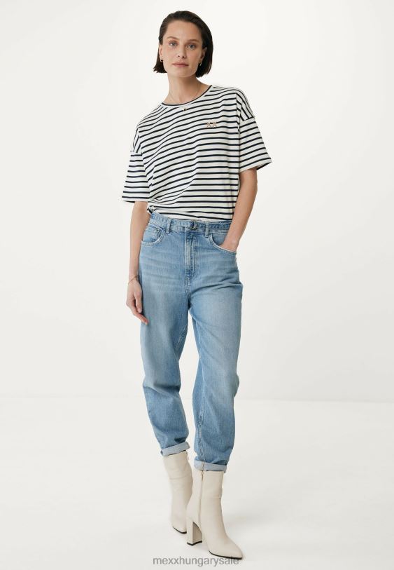 XV8H619 nők Mexx csíkos rövid ujjú póló bézs
