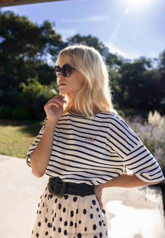 XV8H619 nők Mexx csíkos rövid ujjú póló bézs