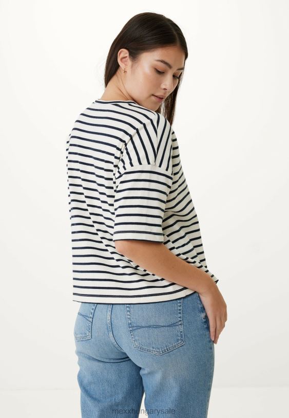 XV8H619 nők Mexx csíkos rövid ujjú póló bézs