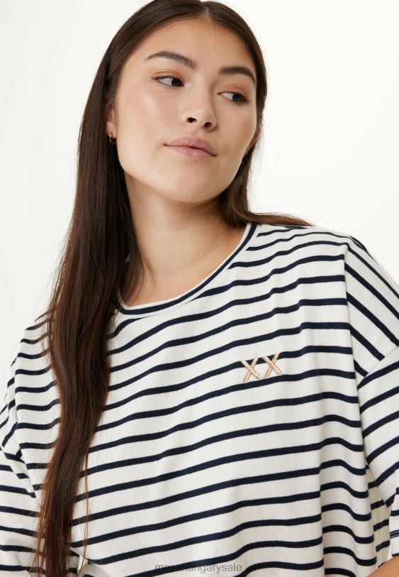 XV8H619 nők Mexx csíkos rövid ujjú póló bézs