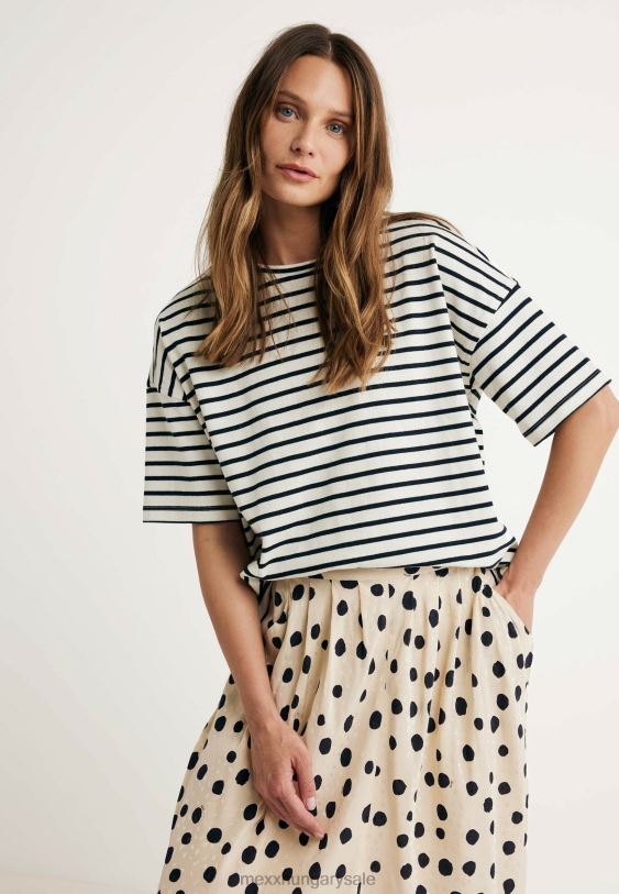XV8H619 nők Mexx csíkos rövid ujjú póló bézs