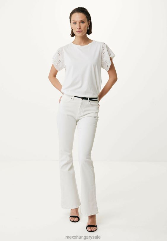 XV8H62 nők Mexx felső broider ujjak törtfehér bézs
