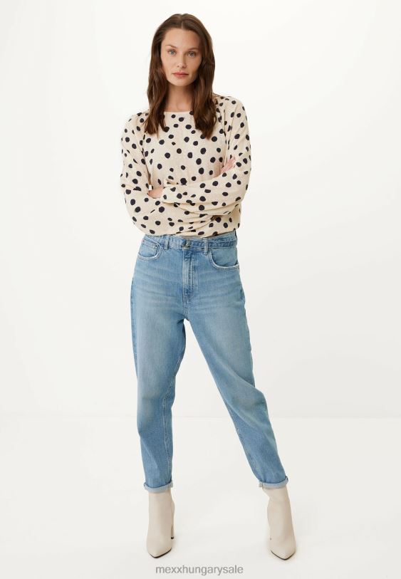 XV8H621 nők Mexx magas derekú mom farmer korona fehérítő kék