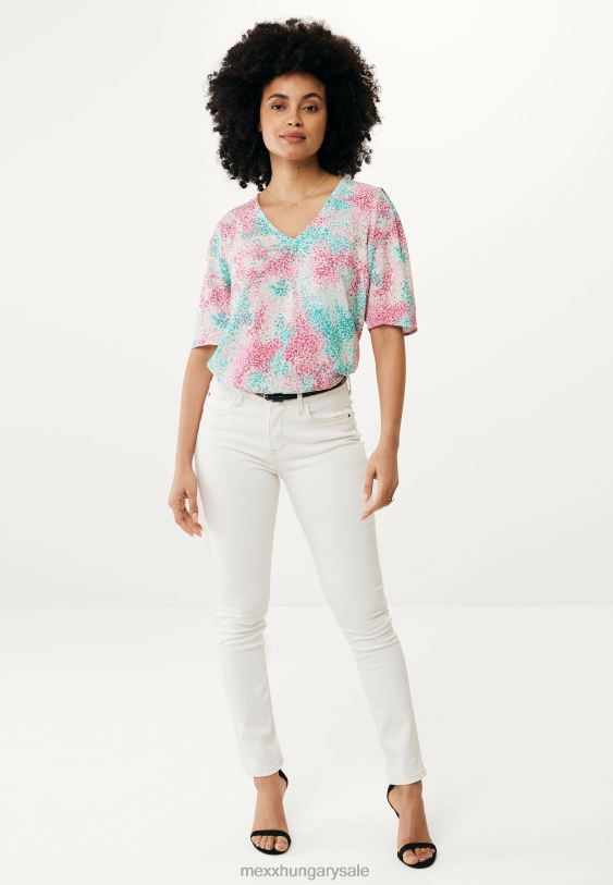 XV8H626 nők Mexx rövid ujjú blúz aqua zöld rózsaszín