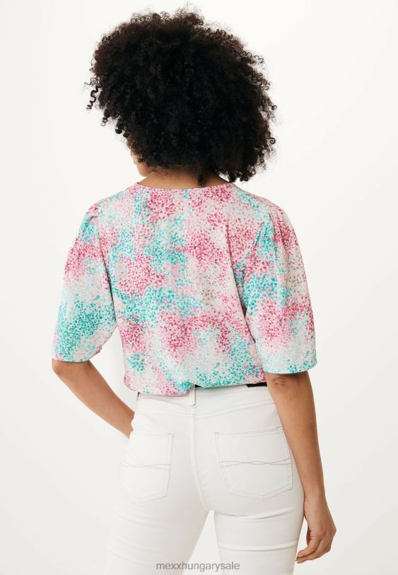 XV8H626 nők Mexx rövid ujjú blúz aqua zöld rózsaszín