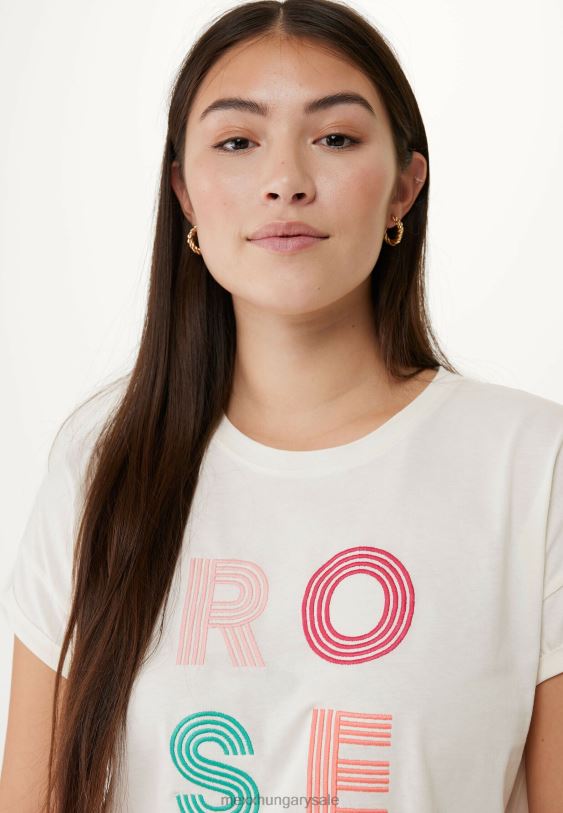 XV8H628 nők Mexx rövid ujjú póló grafika törtfehér bézs