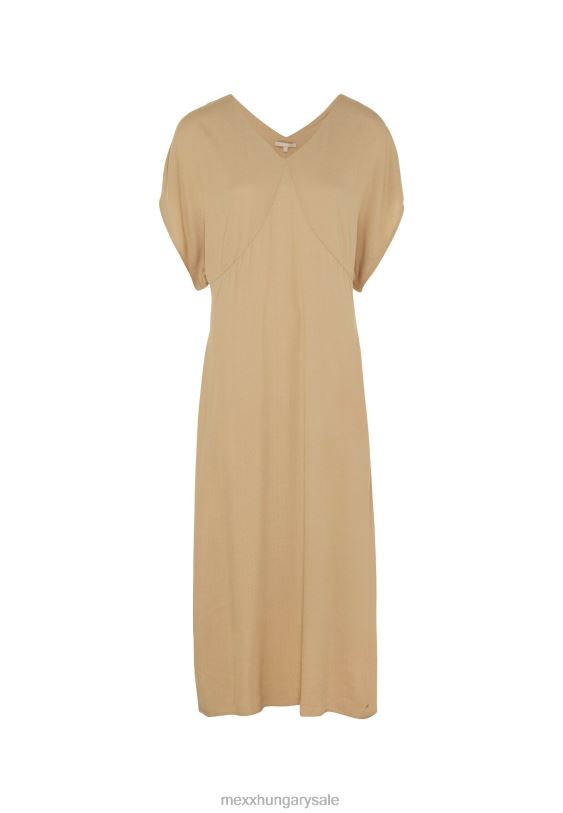 XV8H629 nők Mexx hosszú V-nyakú ruha ujjú homok bézs