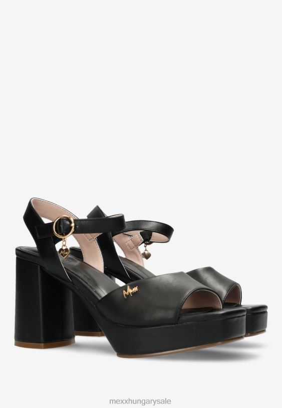 XV8H6292 nők Mexx sarkú szandál lou fekete schwarz