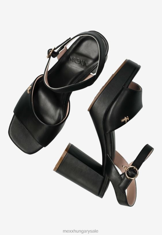 XV8H6292 nők Mexx sarkú szandál lou fekete schwarz