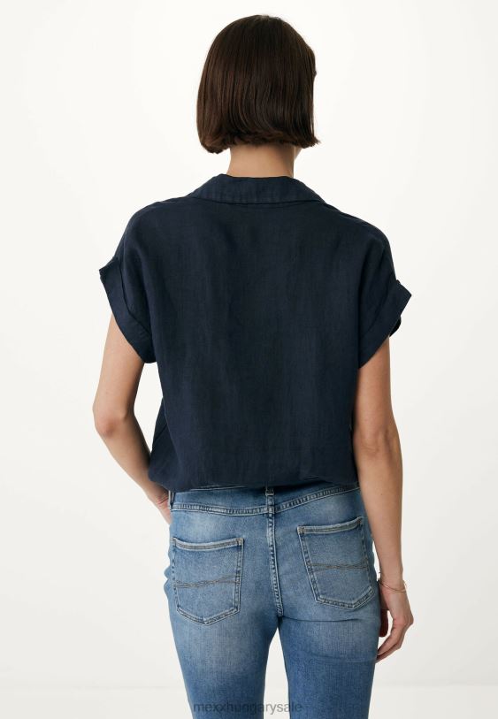 XV8H637 nők Mexx rövid ujjú blúz sötétkék kék