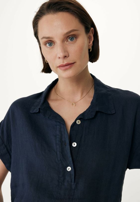 XV8H637 nők Mexx rövid ujjú blúz sötétkék kék