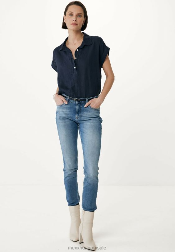 XV8H637 nők Mexx rövid ujjú blúz sötétkék kék