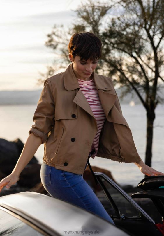 XV8H640 nők Mexx rövid trenccoat túlméretezett sötét homok barna