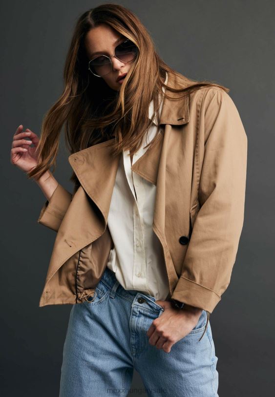 XV8H640 nők Mexx rövid trenccoat túlméretezett sötét homok barna