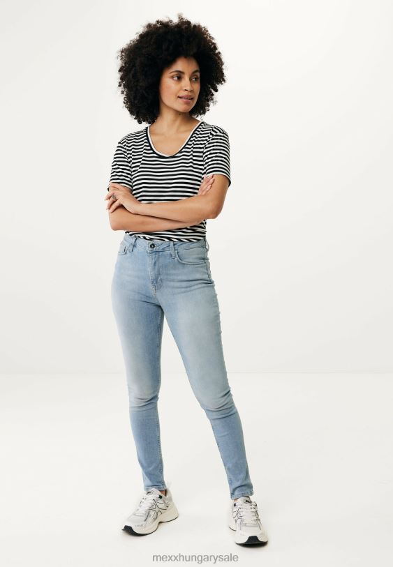 XV8H641 nők Mexx magas derekú szűk lábú farmer világos vintage kék