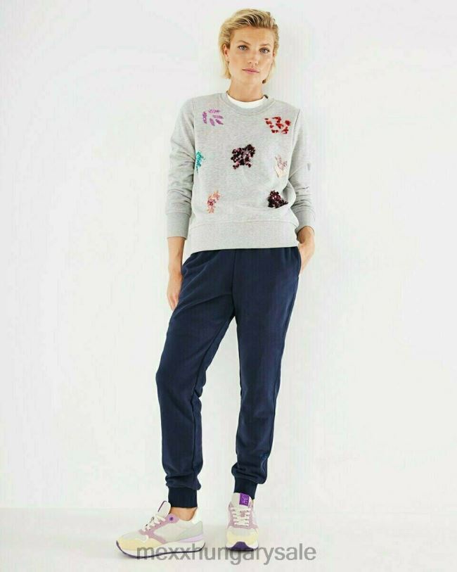 XV8H6412 nők Mexx flitterekkel húzott nyakú pulóver szürke közelharc szürke