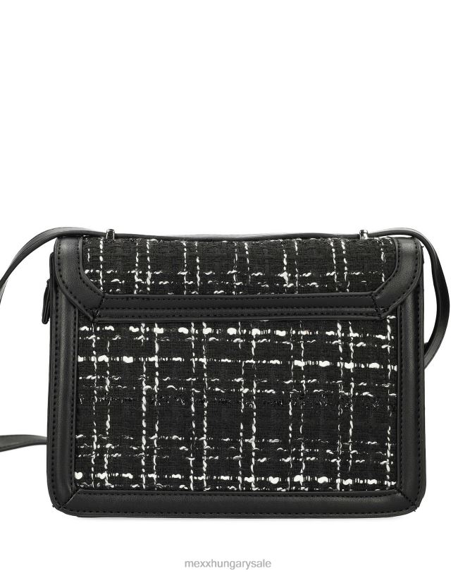 XV8H6426 nők Mexx tweed flapover táska fekete