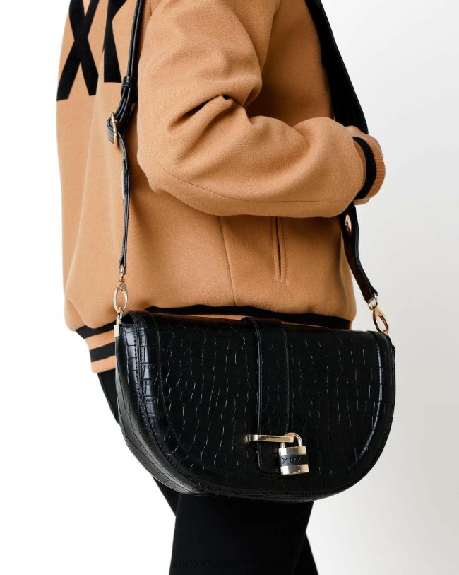 XV8H6428 nők Mexx croco halfmoon crossbody táska fekete