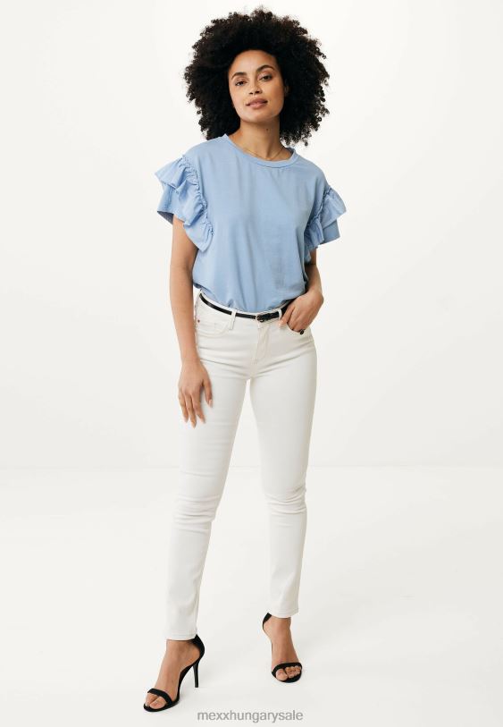 XV8H643 nők Mexx felső fodros ujjú baba kék