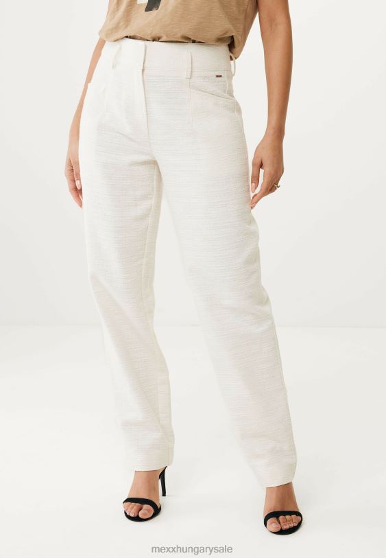 XV8H645 nők Mexx egyenes láb magas derékú pantalon krém fehér bézs