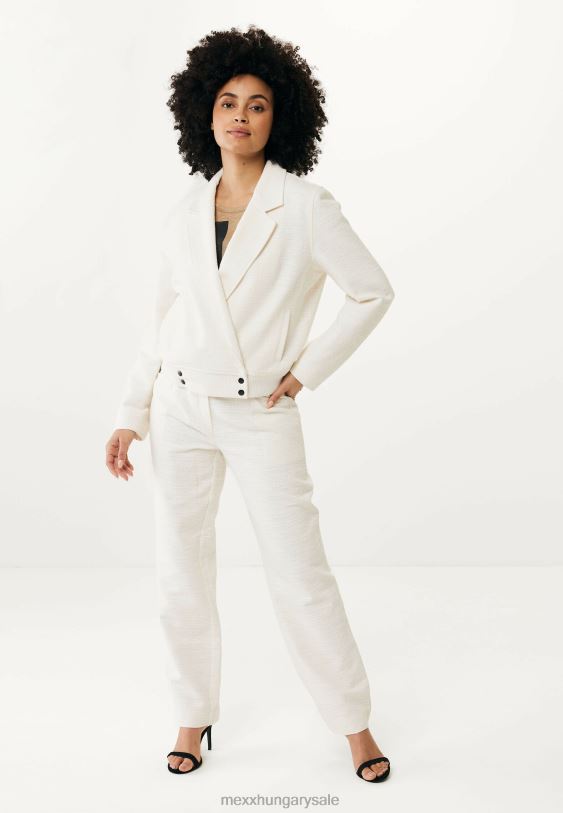 XV8H645 nők Mexx egyenes láb magas derékú pantalon krém fehér bézs