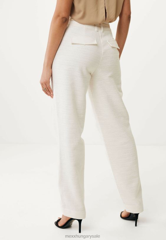XV8H645 nők Mexx egyenes láb magas derékú pantalon krém fehér bézs